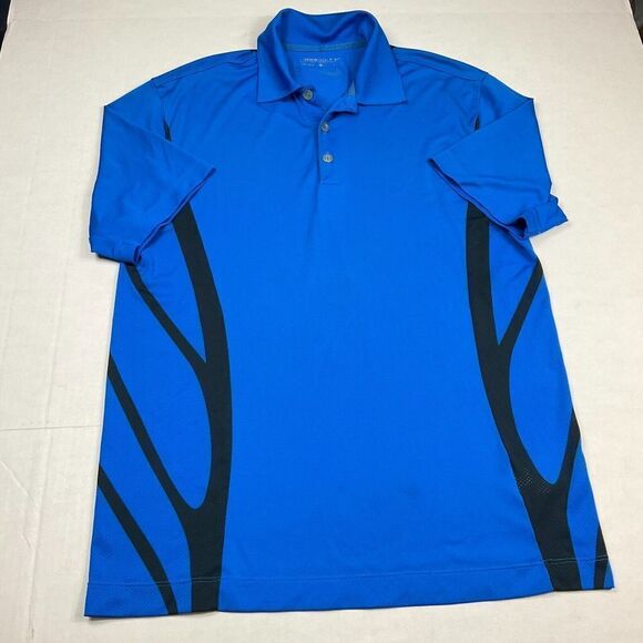 Nike Golf Mens Dri Fit Polo Shirt Blue Black Performance Short Sleeve Top Medium - Picture 1 of 10